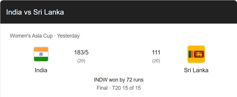 India Women vs Sri Lanka Women